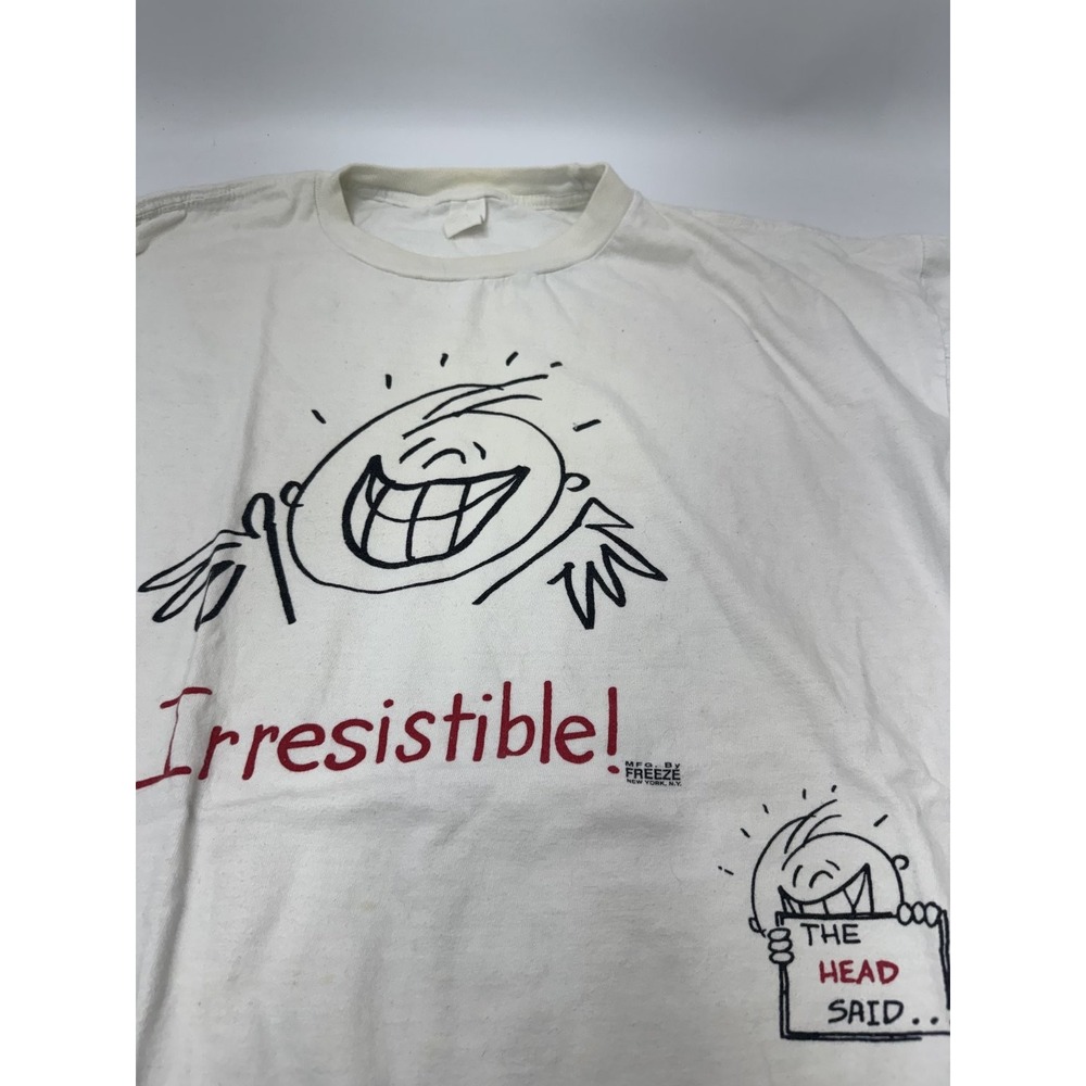 FREEZE T-Shirt Men's Vintage White Large Irresistible Graphic Print Cotton Tee